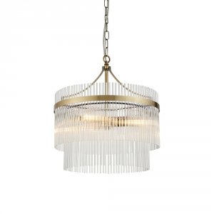 Szklana lampa wisząca glamour mosiężna okrągła designerska nowoczesna ponadczasowa Marietta 99167 ENDON