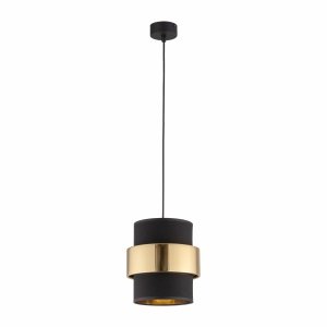 Czarno złota lampa wisząca dekoracyjny podwójny abażur w stylu hampton nad stół do salonu jadalni sypialni CALISTO 1 4377 TK-Lighting