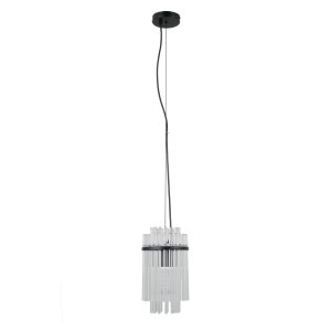 Lampa wisząca czarna z dekoracyjnych rurek szklana owalna w nowoczesnym stylu Bonte PND-40929-1A-BK Italux