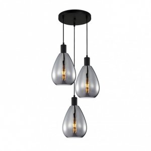 Czarna Dekoracyjna Lampa Wisząca Szklane Dymione Klosze ZULO PND-27812-3A-BK-SG ITALUX