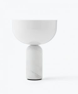 Lampka stołowa nocna półokrągła biała marmurowa nowoczesna designerska dekoracyjna na komodę 24cm Kizu 21710 New Works