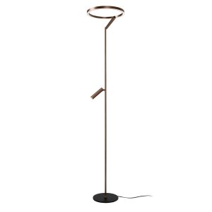 Lampa podłogowa LED nowoczesna minimalistyczna uniwersalna tuba okrąg podłużna brązowa aluminiowa ściemnialna APPLAUSE 23700/20/96 LUCIDE