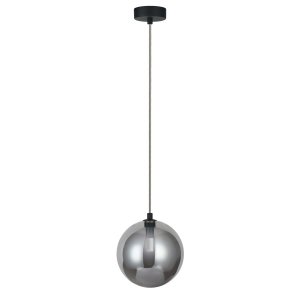 Czarna molekularna lampa wisząca szklany klosz w kolorze dymiony chrom 18cm BUBBLES 1 SMOKY AZ5918 + AZ5959 Azzardo 