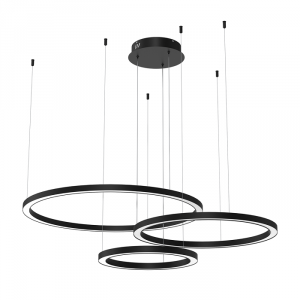 Nowoczesna Lampa Wisząca Do Salonu CZARNE RINGI LED GALAXIA ML8789 MILAGRO