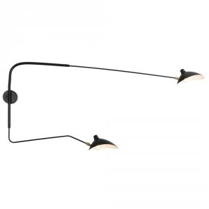 Lampa ścienna kinkiet czarna 2 klosze regulowana na wysięgniku klasyczna minimalistyczna CRANE W8702 Step Into Design