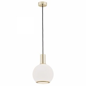 Elegancka nowoczesna szklana lampa wisząca klosz kielich mleczne szkło złote dodatki SAGUNTO 4357 Argon