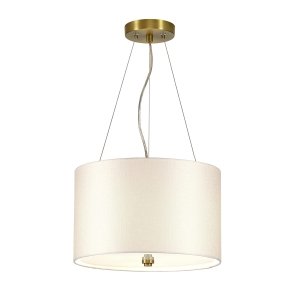 Lampa wisząca 36 cm Pearce 3 źródła światła postarzany mosiądz jedwabny abażur minimalistyczna DL-PEARCE14-3LT-IV-AB ELSTEAD LIGHTING