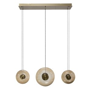Designerska lampa wisząca ANDORA PENDANT 3 3-STEP DIMM AMBER Azzardo AZ6884 Złoty Bursztynowy 3-Step Dimm