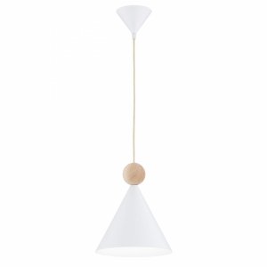 Lampa wisząca stożek ze stali lakierowanej z drewnianym dekorem skandynawska nowoczesna minimalistyczna KEGEL 8629 Argon