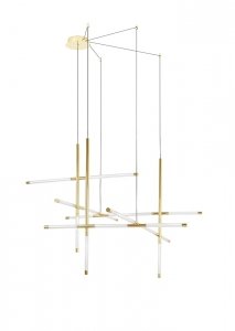 Nowoczesna designerska złota lampa wisząca LED geometryczna pręty MIKADO M MSE1501100488 MOOSEE King Home