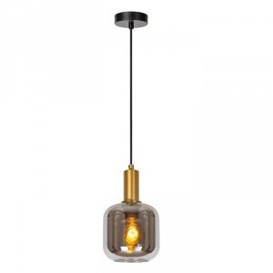 Nowoczesna Czarna Lampa Wisząca Szklany Dymiony Klosz JOANET 45494/16/65 LUCIDE