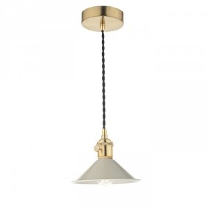Mosiądzowana Lampa Wisząca Vintage Szary Klosz HADANO HAD0140-06 DAR LIGHTING