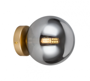 Złoty molekularny kinkiet ścienny szklana kula w kolorze dymiony chrom 12cm BUBBLES WALL SMOKY AZ5883 + AZ5956 Azzardo