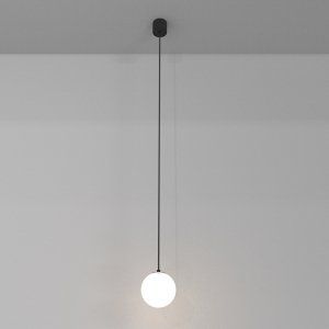 Minimalistyczna elegancka lampa wisząca LED kula czarno-biała regulacja wysokości LUNA MAYTONI P039PL-5W4K-10-B