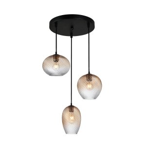 Lampa wisząca Alias Italux PND-3672-3A-BRO-AMB Brąz antyczny 3 Klosze Bursztynowe