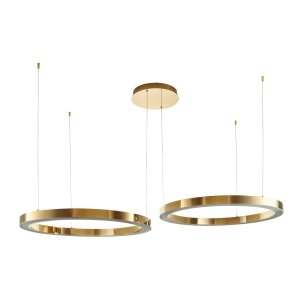 Złota Lampa Wisząca Circle Okręgi LED Nowocvzesna Lampa Wisząca Złoty Połysk 