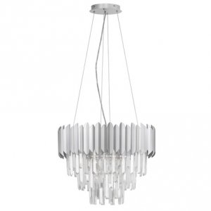 Kryształowa Srebrna Lampa Wisząca Glamour ACATEN LE43574 LUCES EXCLUSIVAS