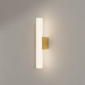 Złoty stylowy nowoczesny designerski kinkiet LED do łazienki szklany ryflowany klosz LINEA LP-0510/1W-45 GD CCT Light Prestige IP44 LP-0510/1W-45 GD