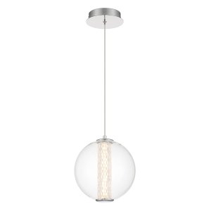 Szklana kryształowa lampa wisząca okrągła ATOMO Elstead Lighting QN-ATOMO-1P-PC polerowany chrom