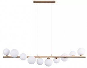 ZŁOTA Lampa Wisząca Białe Kule AZZARDO SYBILLA 10 PENDANT w Stylu Art Deco