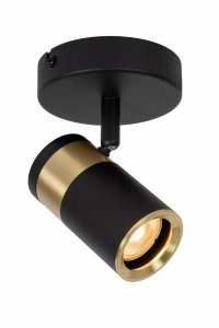 Nowoczesny plafon lampa sufitowa czarno-złota regulowana tuba na wysięgniku uniwersalna minimalistyczna metalowa GORIK 53909/01/30 Lucide