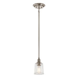 Mała lampa wisząca Waverly - 1 źródło światła - Klasyczny pewter szkło z bąbelkami powietrza nowoczesna minimalistczna KL-WAVERLY-MP-CLP KICHLER