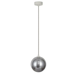 Biała molekularna lampa wisząca szklany klosz 15cm w kolorze dymiony chrom BUBBLES 1 SMOKY AZ5953 + AZ5885 Azzardo 