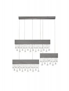 Czarna aluminiowa lampa wisząca LED potrójna listwa z kryształkami designerska glamour możliwość ściemniania OLEVIRA LE45149 Luces Exclusivas