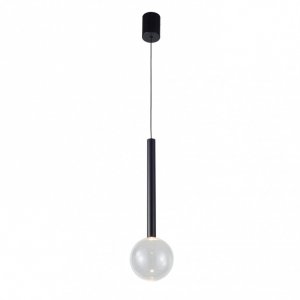 Czarna lampa wisząca LED szklany okrągły klosz transparentna kula Alinos Italux PND-24019-1A-BK