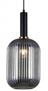 NOWOCZESNA SZKLANA LAMPA WISZĄCA ITALUX ANTIOLA PND-5588-1L-BK+SG DESIGNERSKA LOFT