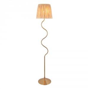 Lampa podłogowa stojąca falista abażurowa z rafii boho rustykalna naturalna minimalistyczna Wriggle 114224 ENDON