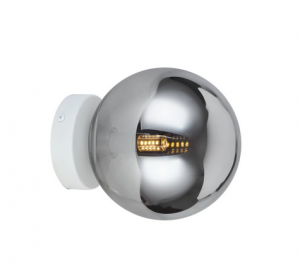 Biały molekularny kinkiet ścienny szklana kula w kolorze dymiony chrom 12cm BUBBLES WALL SMOKY AZ5882 + AZ5956 Azzardo