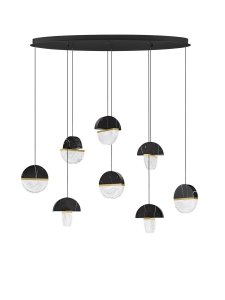 Lampa wisząca wielopunktowa czarna LED marmurowe szklane okrągłe klosze 16cm designerska nowoczesna ściemnialna do salonu i sypialni TARREGA LE46177 Luces Exclusivas