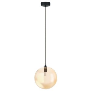 Czarna molekularna lampa wisząca bursztynowy szklany klosz 18cm BUBBLES 1 AMBER AZ5918 + AZ6453 Azzardo 