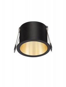 Czarno-złota okrągła oprawa sufitowa podtynkowa wpuszczana GU10 minimalistyczna Luces Exclusivas