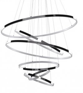 NOWOCZESNA LAMPA WISZĄCA OKRĘGI LED AZZARDO WHEEL 6 LONG DIMM AZ2990 CHROM DO SALONU PIERŚCIENIE LED