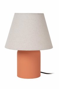Nowoczesna ceramiczna lampka stołowa brązowa nocna lniany abażur minimalistyczna klasyczna ponadczasowa MACIA 06527/01/55 LUCIDE