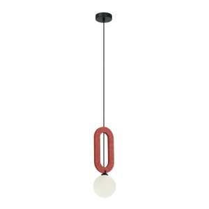 Czerwona lampa wiszaca kula biała Masso Italux PND-59839-1-RED