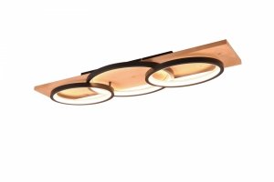 Nowoczesna Lampa Sufitowa Drewniany Czarny Plafon BARCA 641110332 TRIO