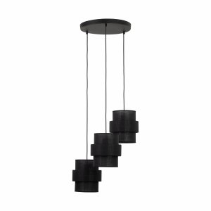 Dekoracyjna lampa wisząca w stylu boho czarne abażury rystykalna industrialna potrójna nad stół do salonu jadalni sypialni CALISTO 3 BLACK 5981 TK-Lighting