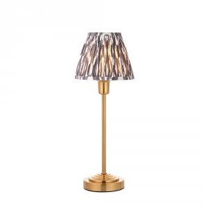 Klasyczna lampka stołowa nocna abażurowa mosiężna kolorowa minimalistyczna uniwersalna Rise & Ikat 120754 ENDON