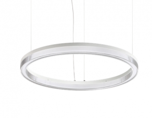 Designerska biała lampa wisząca LED okrągła ring nowoczesna dekoracyjna minimalistyczna Crown sp d60 364988 Ideal Lux 
