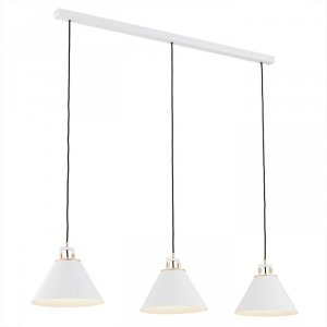 Lampa Wisząca Vintage Biała Listwa Potrójna Z Mosiężnym Akcentem  ORTE 6173 ARGON