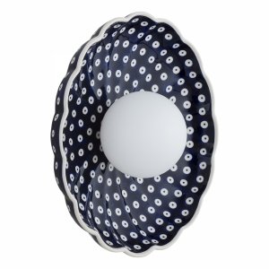 Designerski kinkiet ceramika Bolesławiec muszla granatowa w kropki wyjątkowy dekoracyjny BOLL 8933 Argon x Manufaktura w Bolesławcu 