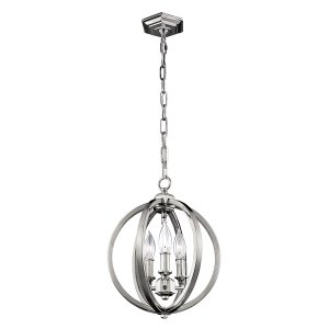 Nowoczesna Kulista lampa wisząca Corinne FE-CORINNE-3P-S Polerowany nikiel z kryształkami Jadalniana, do salonu, nad stół