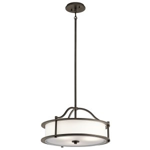 Lampa wisząca półplafon Emory 3 źródła światła stary brąz klasyczna metal i szkło KL-EMORY-P-S KICHLER