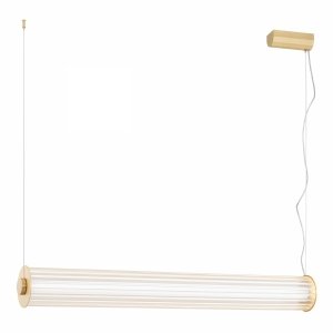 Efektowna lampa wisząca z ryflowanego transparentnego szkła tuba 80 cm złote elementy z mosiądzu LED HAMPTON 8627 Argon