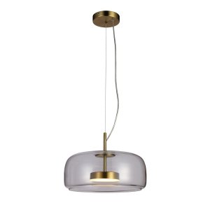 Designerska szklana lampa wisząca led 10W Caste Italux PND-17760B-BRSS-CL złoty przeźroczysty nad stół do jadalni