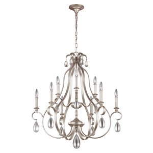 Lampa wisząca DeWitt 9 źródeł światła ciepłe srebro elegancka uniwersalna szkło i metal FE-DEWITT9 FEISS