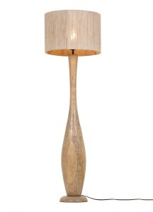 Nowoczesna lampa podłogowa stojąca drewniana abażur z juty kolor naturalny rystykalna boho industrialna TOBA 467200130 Trio